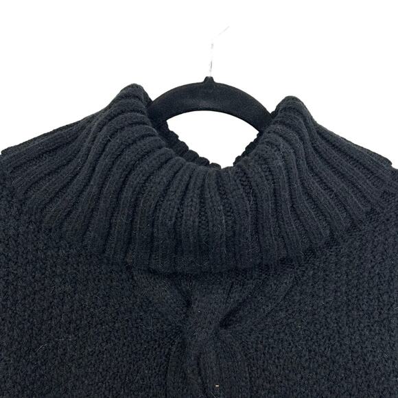 Talbots Black Cable Knit Alpaca Wool Blend Cowl Neck Sweater Womens X Petite - Picture 2 of 6